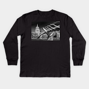 St Paul's Cathedral London Millennium Bridge Kids Long Sleeve T-Shirt